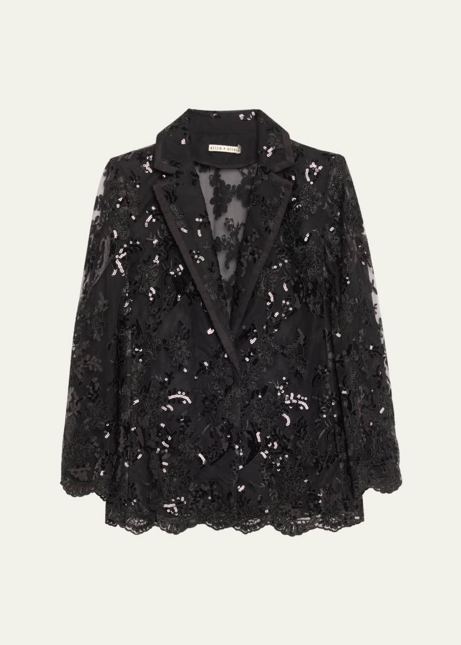 Image 1 of 1: Judith Embellished Sheer Lace Blazer