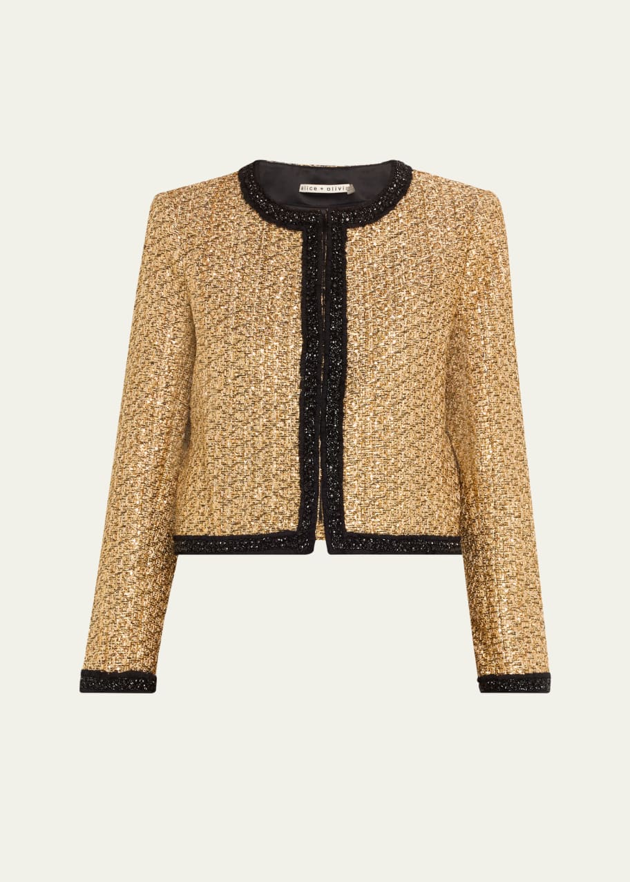 ジャケット・アウター herlipto Wool-Blend Cropped Tweed Blazer Alice + Olivia Landon Embellished Cropped Tweed Jacket