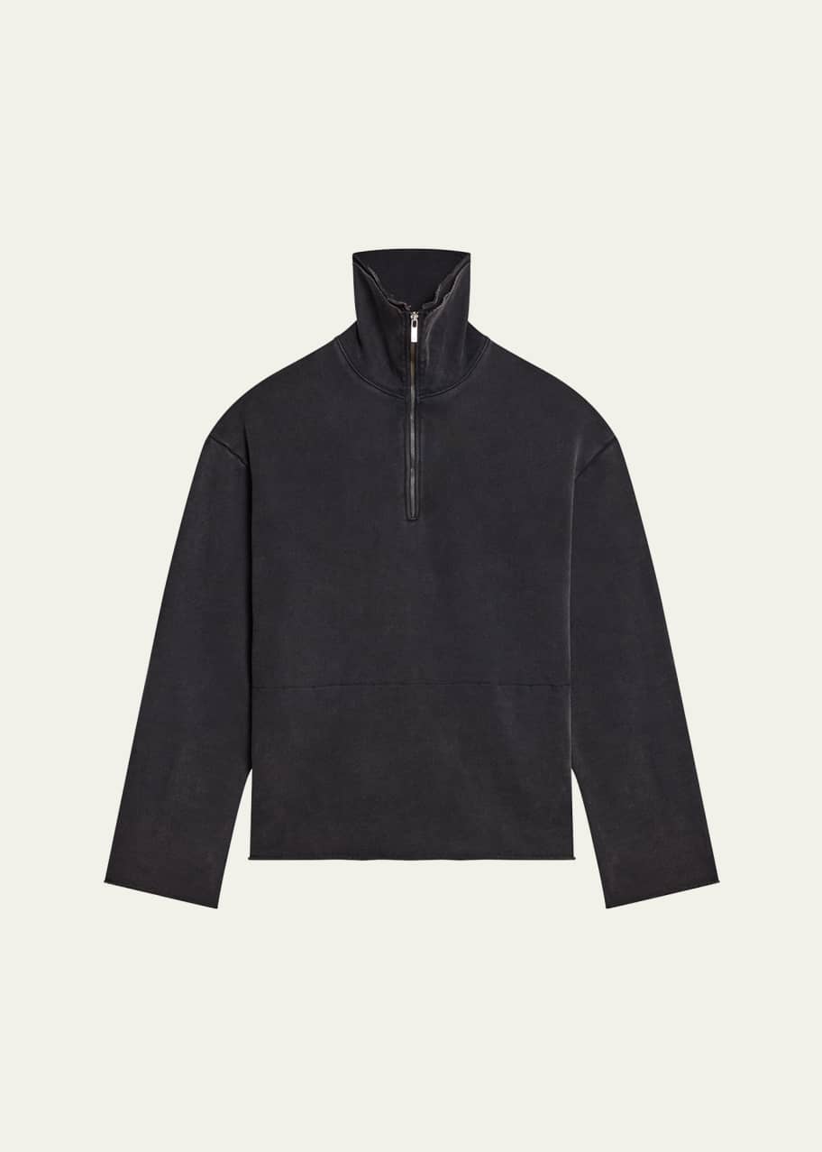 Helmut Lang Men's Washed Quarter-Zip Oversized Sweatshirt