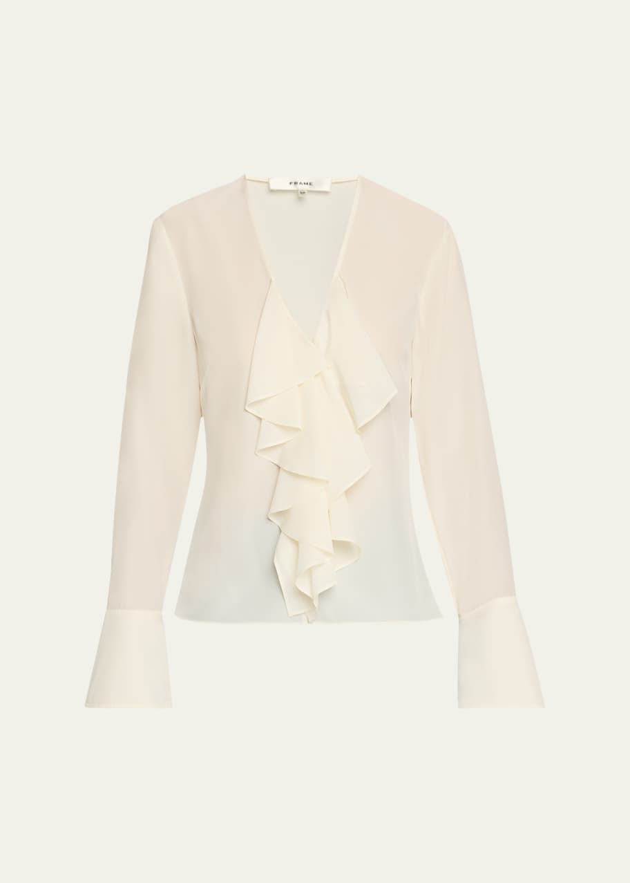 Image 1 of 1: Ruffled V-Neck Blouse