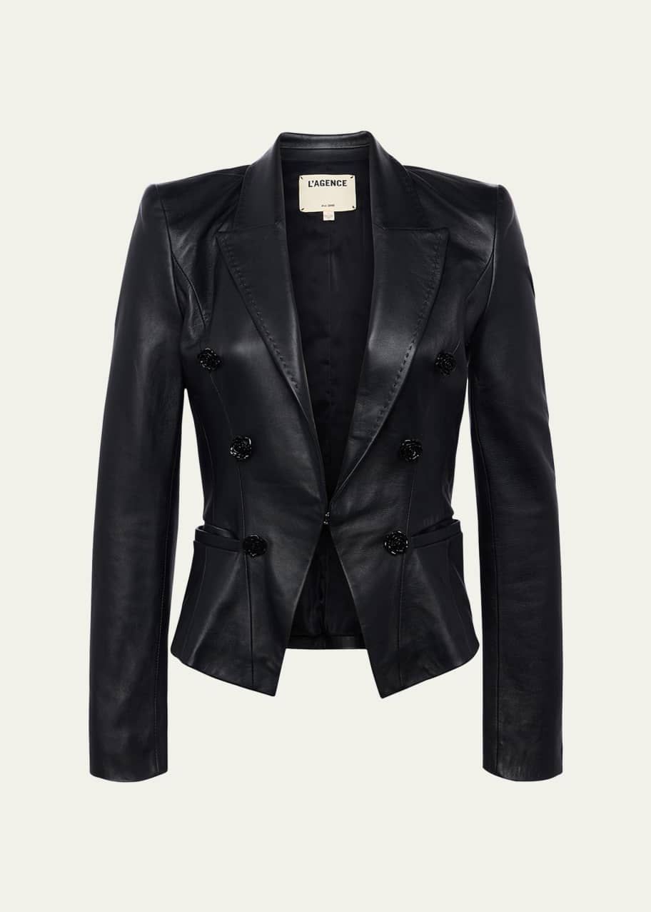 Image 1 of 1: Andalusia Tailored Leather Blazer