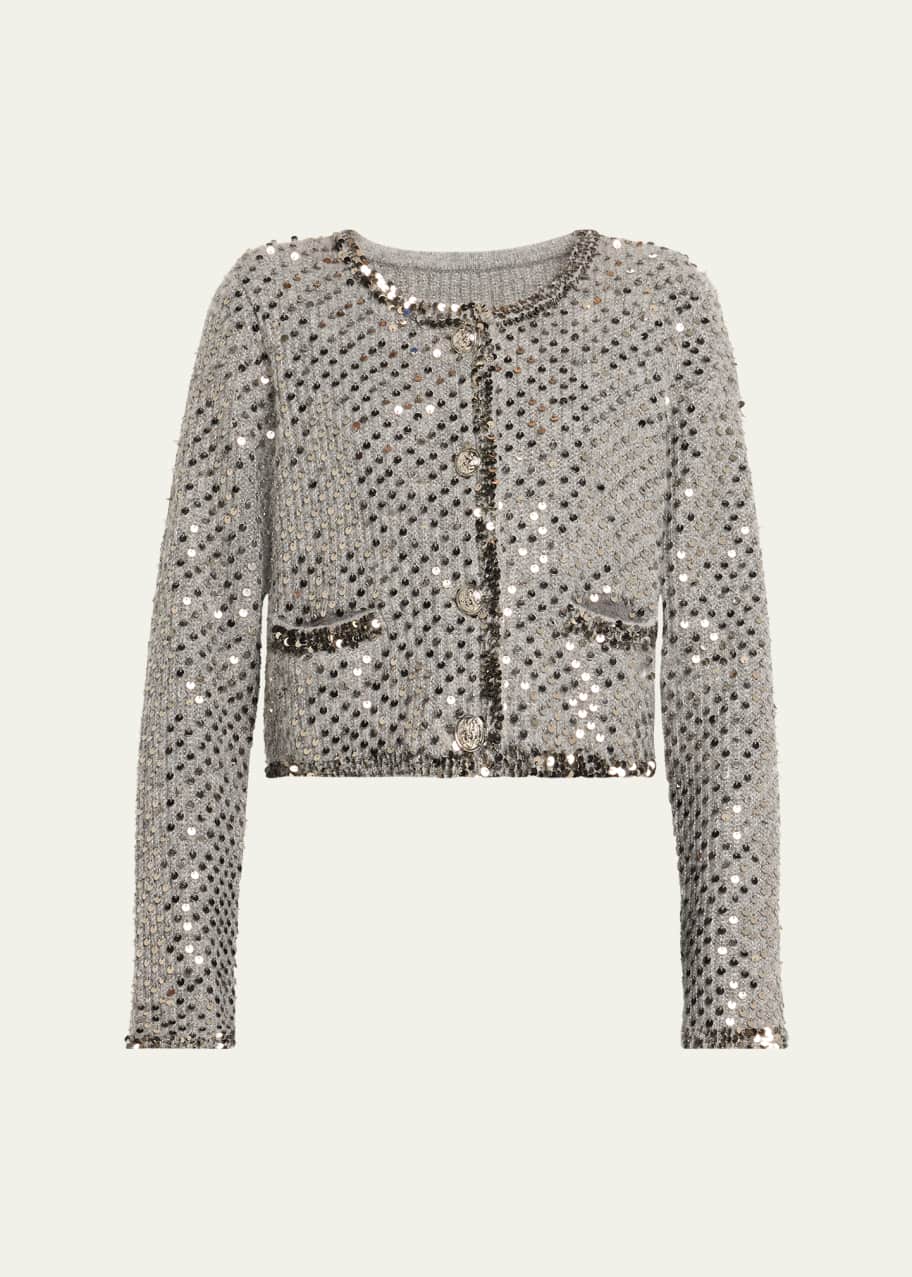 Image 1 of 1: Benoit Cropped Sequin Knit Jacket