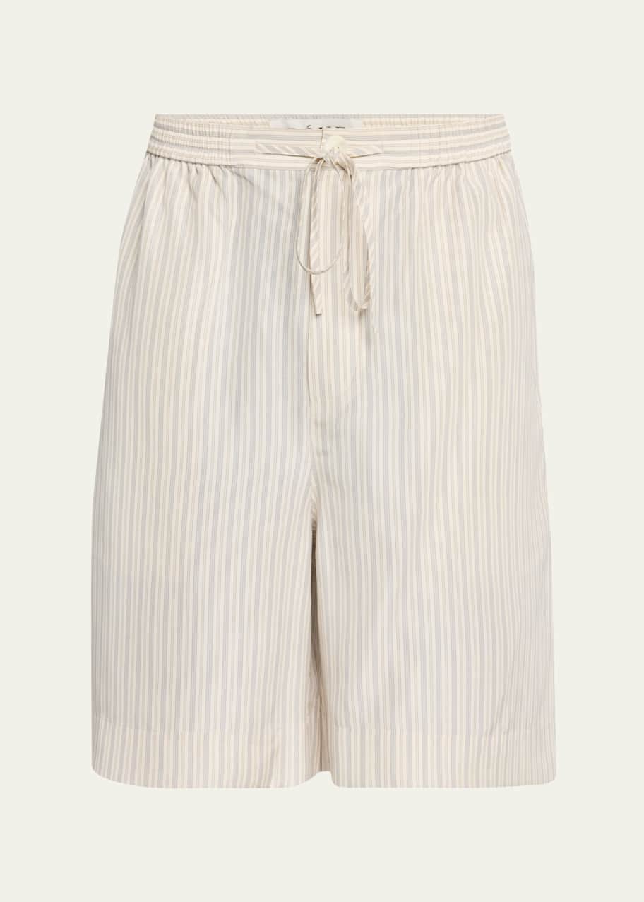 Image 1 of 1: Men's Striped Loose-Fit Drawstring Shorts