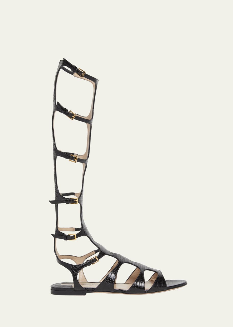 サンダル・ミュール TOM FORD 'Paradis' sandals Paradis snake-effect leather sandals in gold - Tom Ford