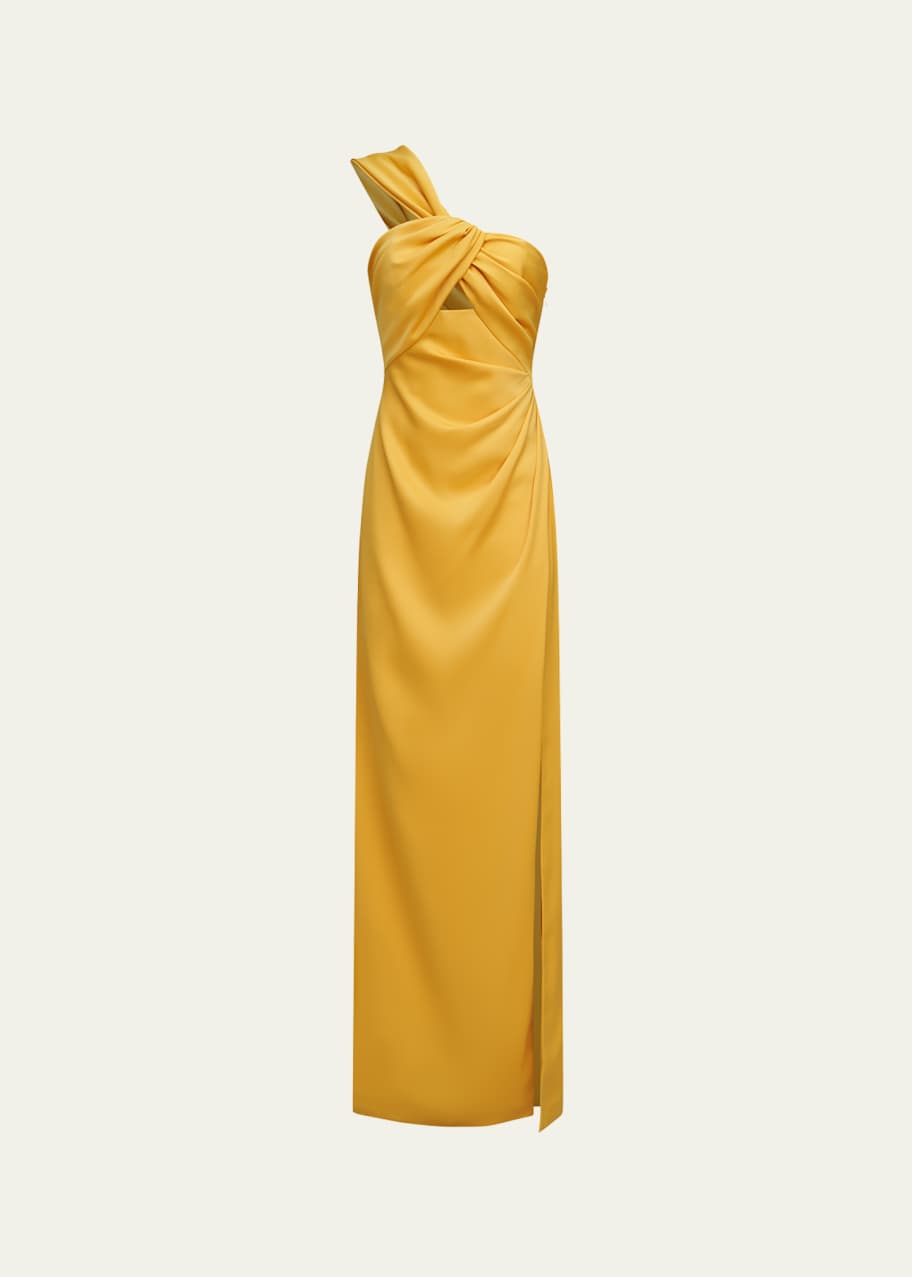 Image 1 of 1: Blaise One-Shoulder Cutout Column Gown
