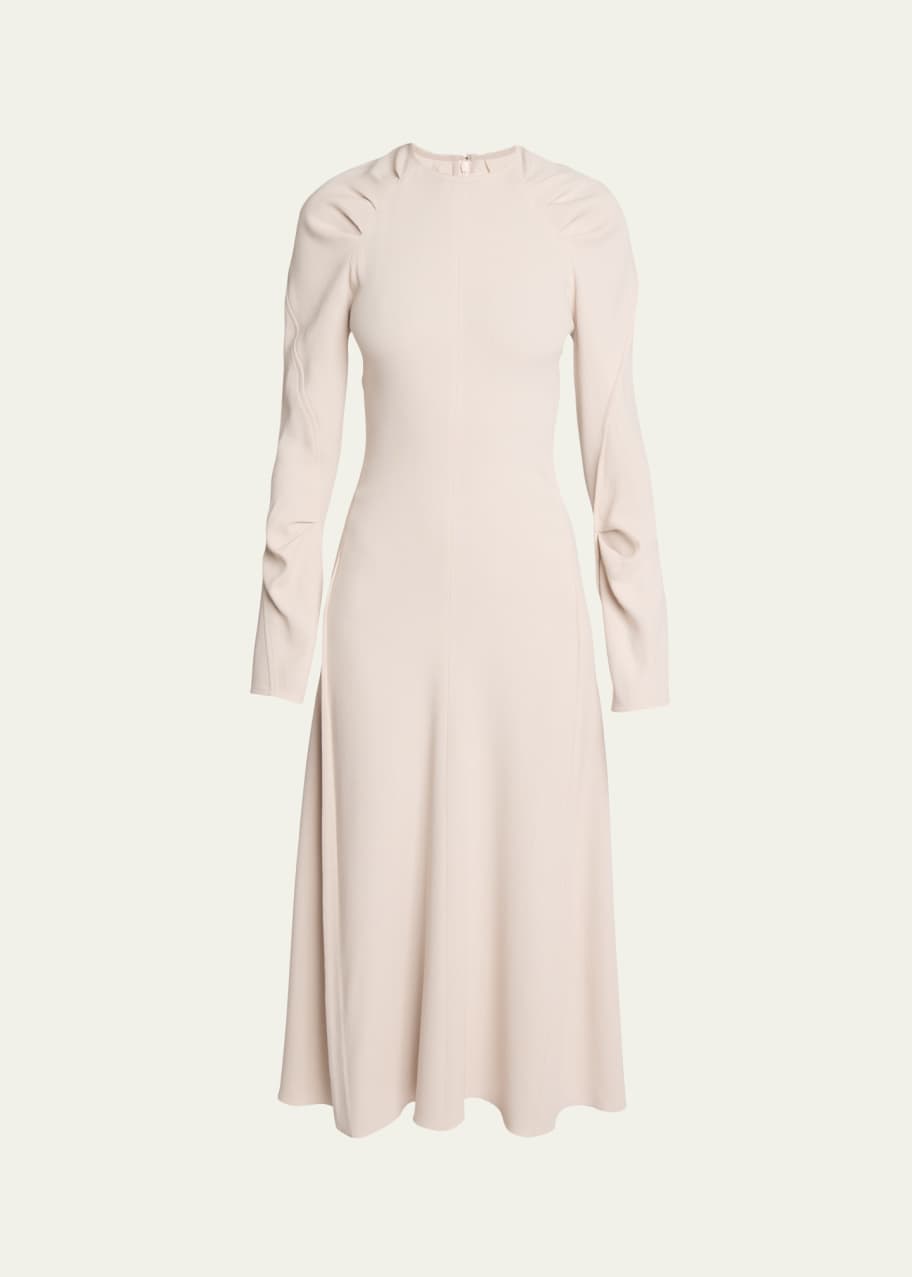 Victoria Beckham Long-Sleeve Pleated Raglan Midi Dress - Bergdorf Goodman