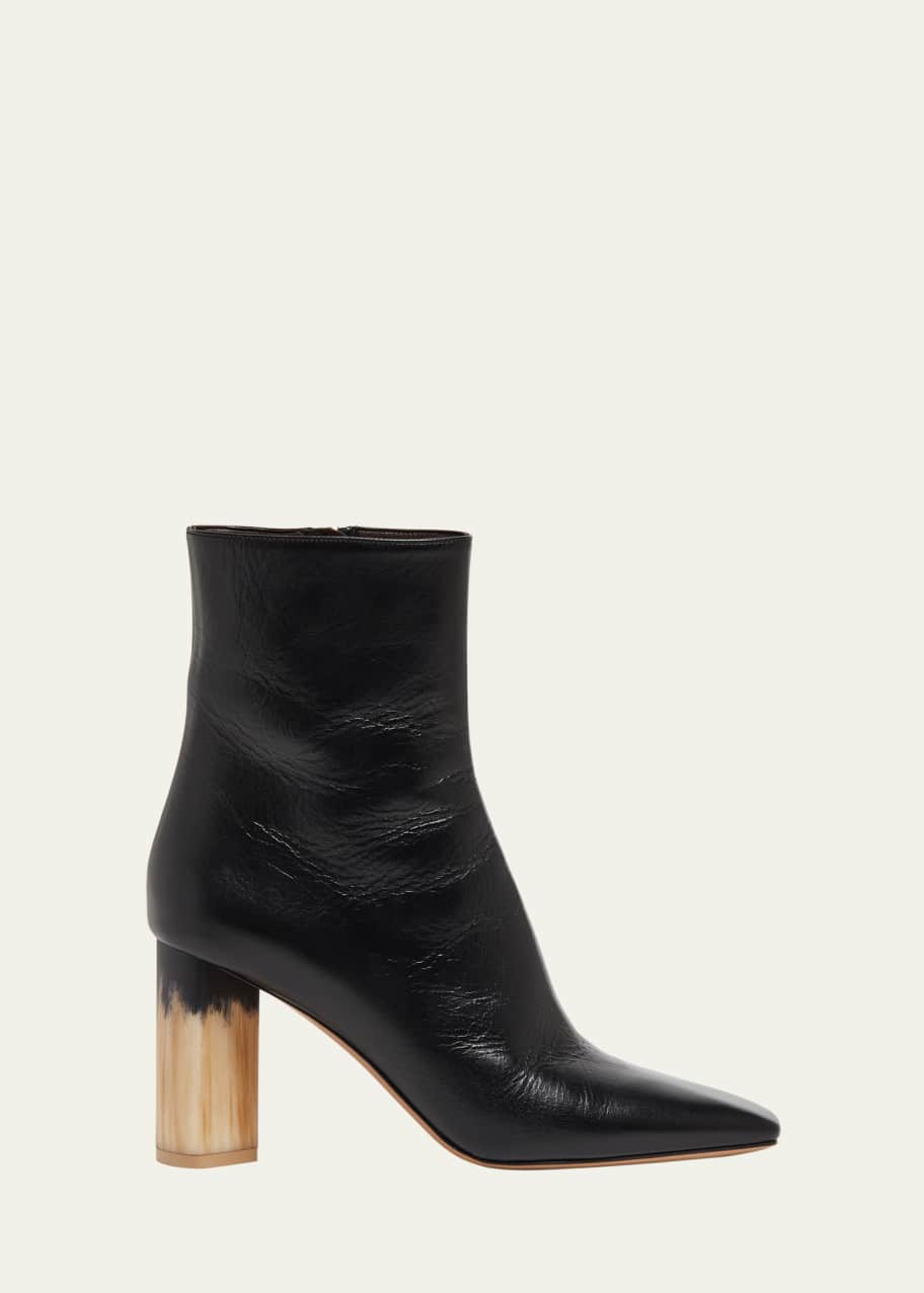 Image 1 of 1: Georgia Leather Block-Heel Booties