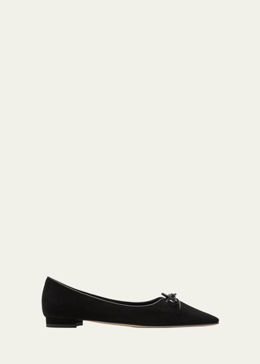 Image 1 of 1: Esmaa Suede Lace-Up Ballerina Flats