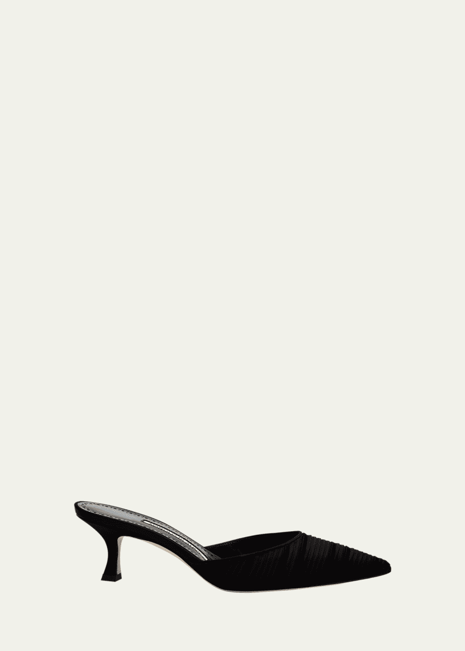 Carolyne Pleated Satin Mule Pumps
