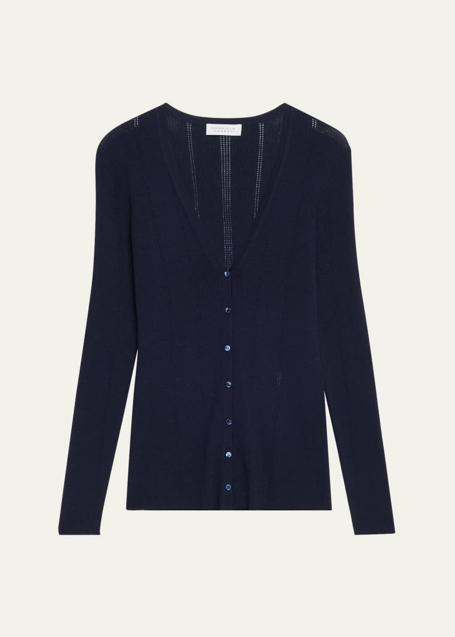 Image 1 of 1: Lillian Slim V-Neck Wool Cardigan
