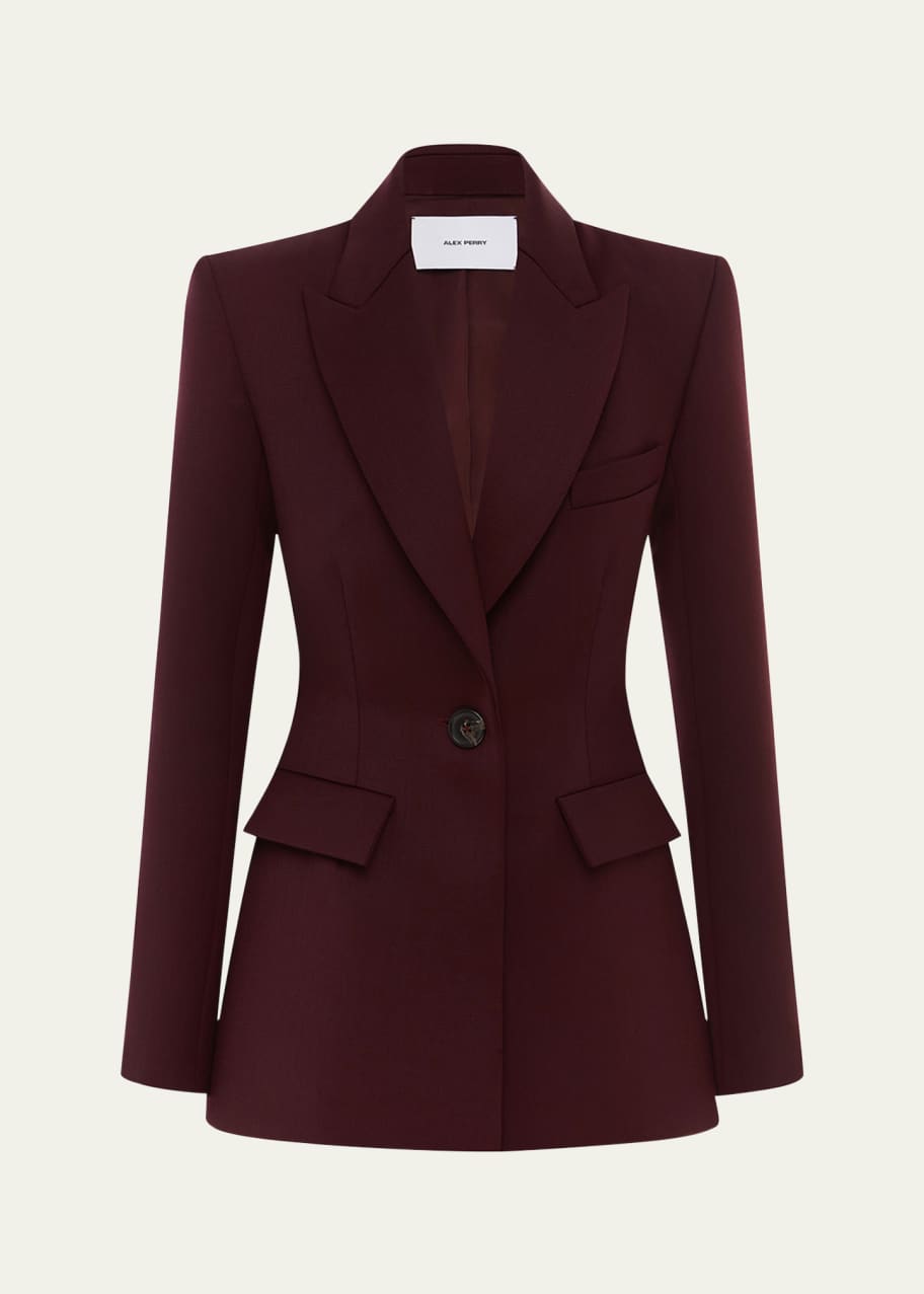Image 1 of 1: One-Button Fitted Wool Suiting Blazer