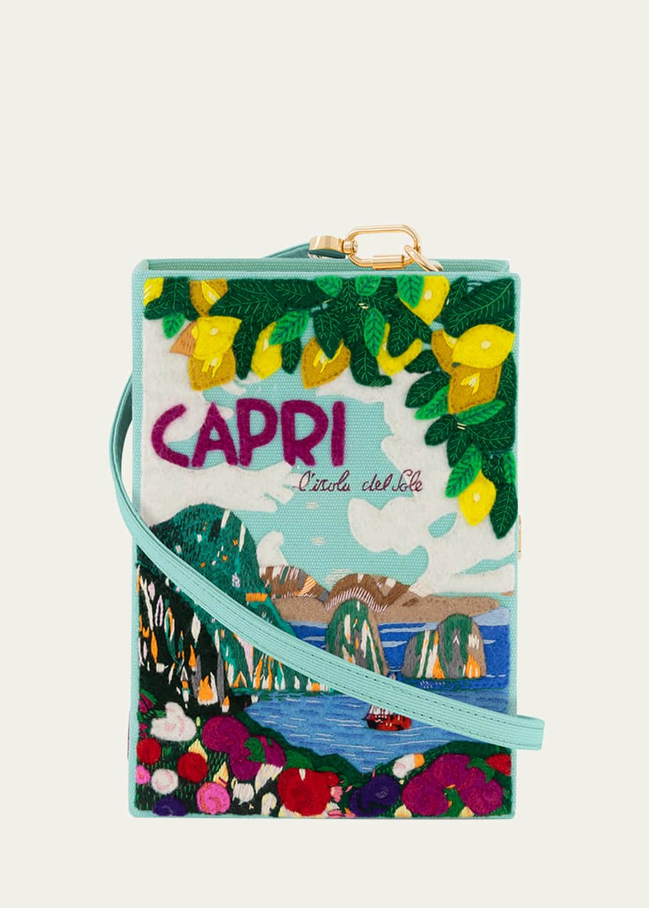 Image 1 of 1: Capri Lemons Aquamarine Book Clutch Bag