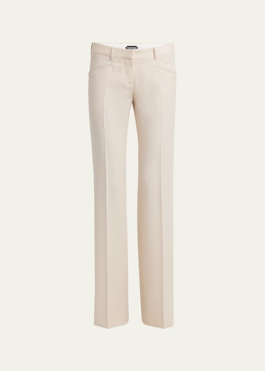 Image 1 of 1: Low-Waist Wool Flare Trousers
