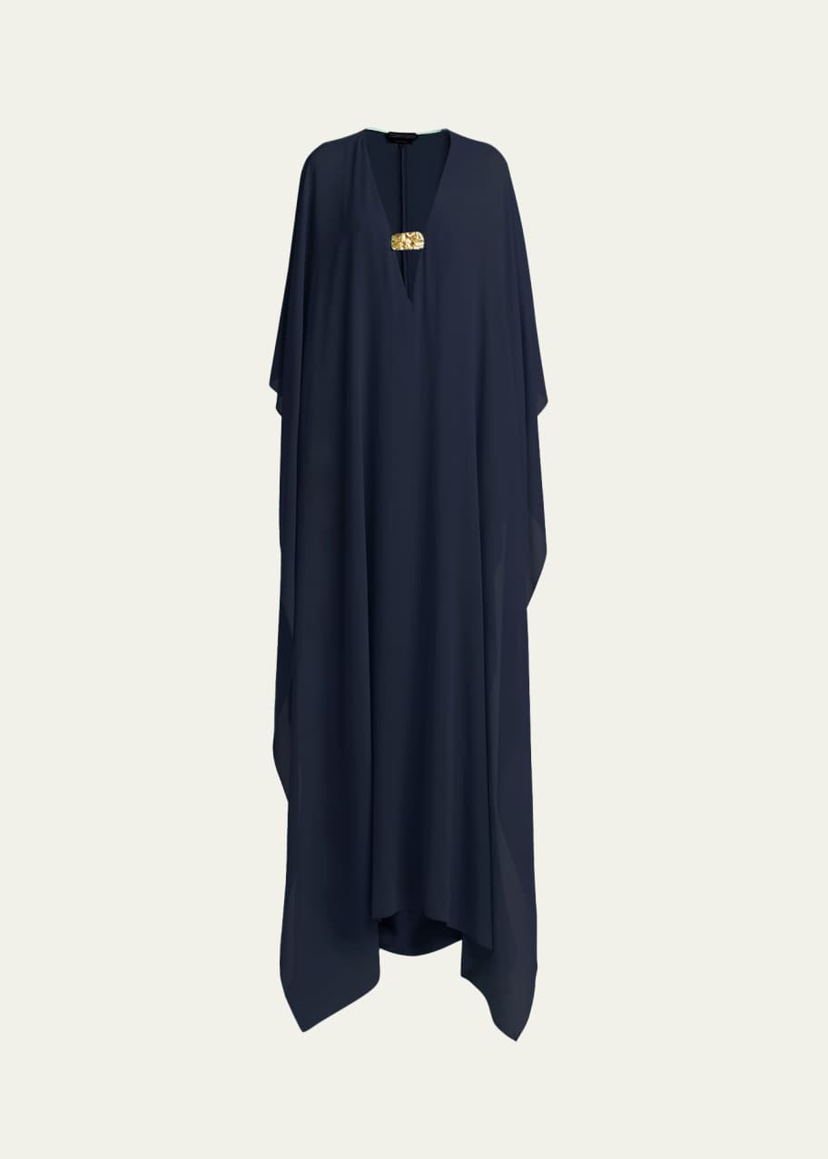 Image 1 of 1: Flowy Caftan Gown with Neckline Detail