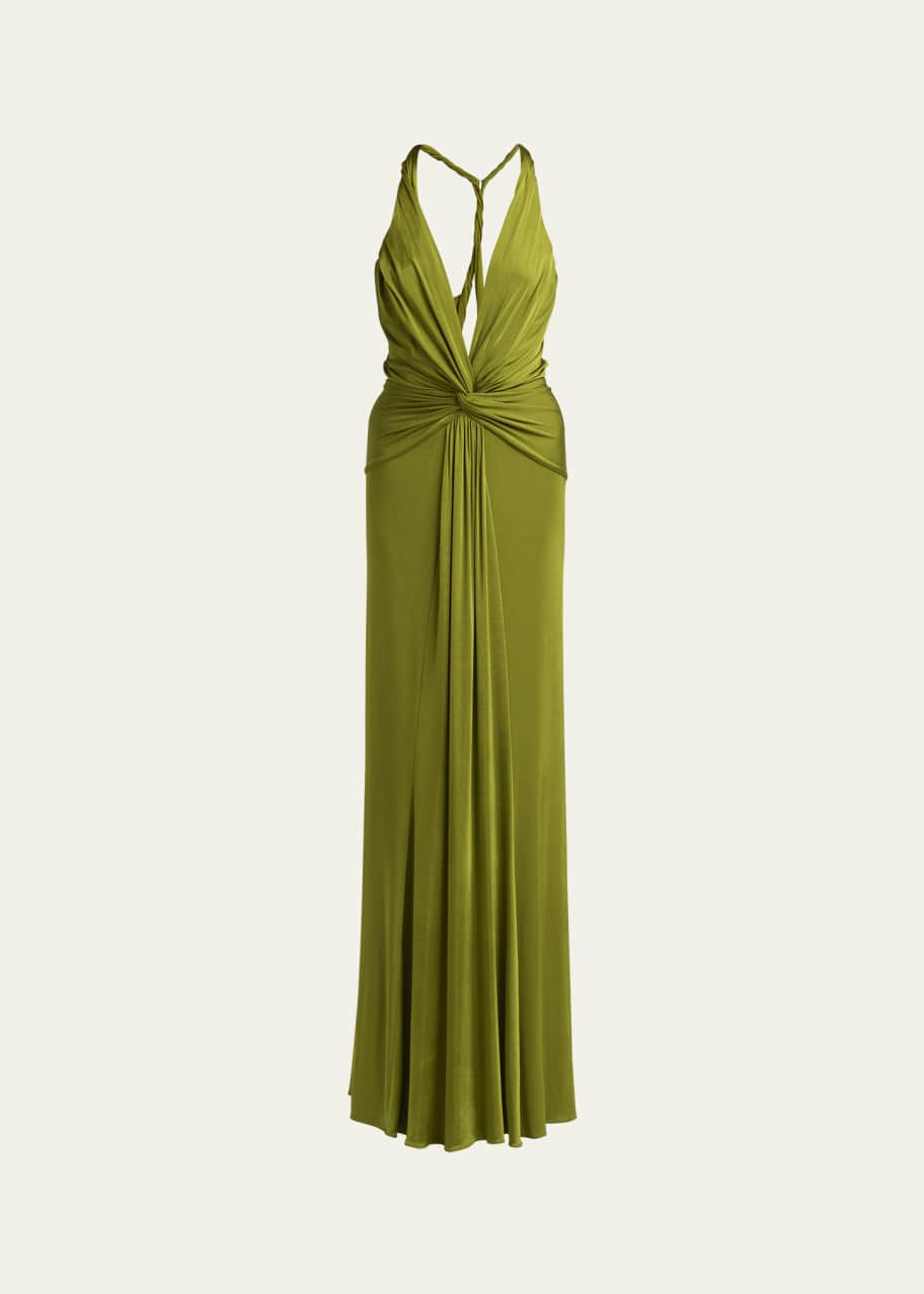 Image 1 of 1: Draped V-Neck Gown