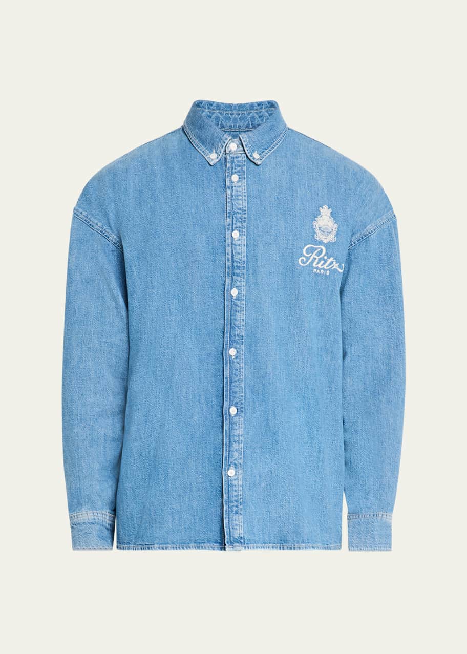 Image 1 of 1: x Ritz Paris Men's Crest Denim Shirt