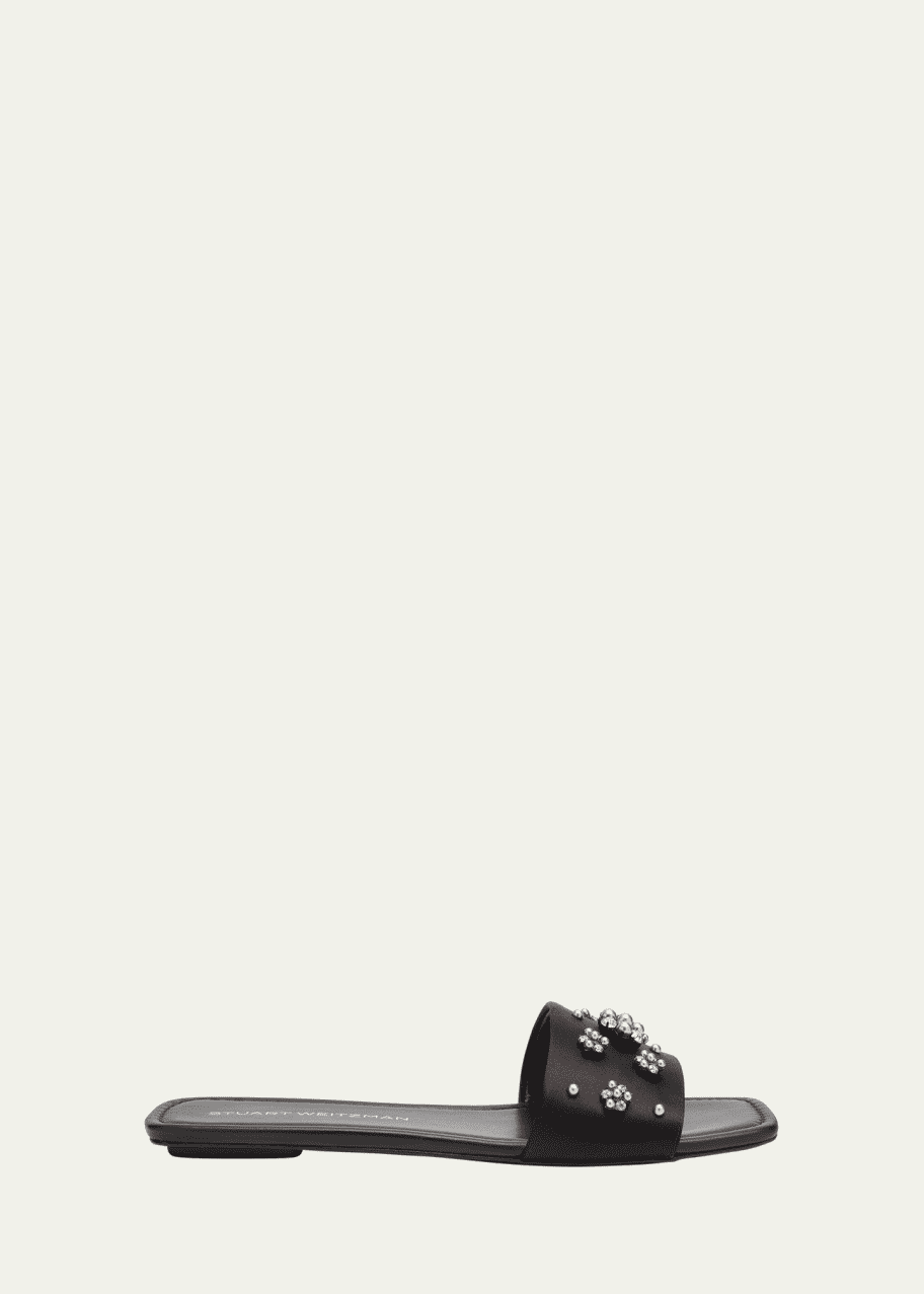 Image 1 of 1: Poppy Embellished Satin Slide Sandals