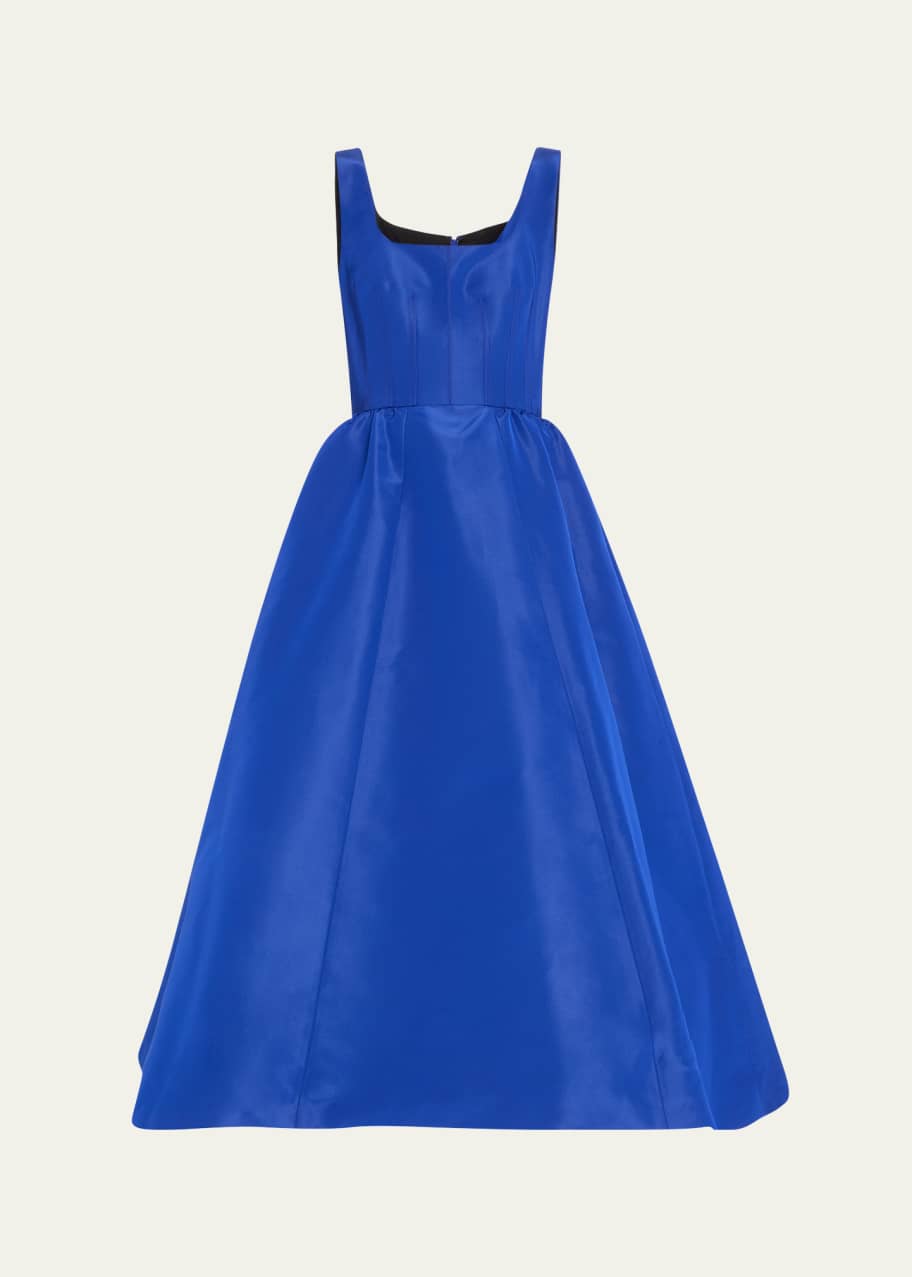 Image 1 of 1: Wide Strap Full Midi Silk Dress