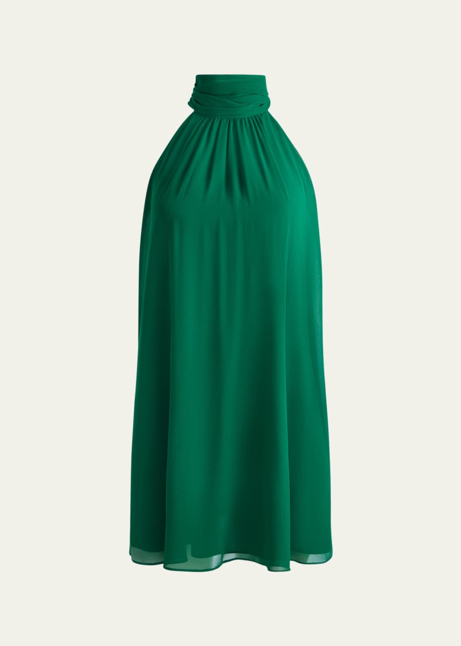 Image 1 of 1: Corine Halter Tie-Neck Trapeze Mini Dress