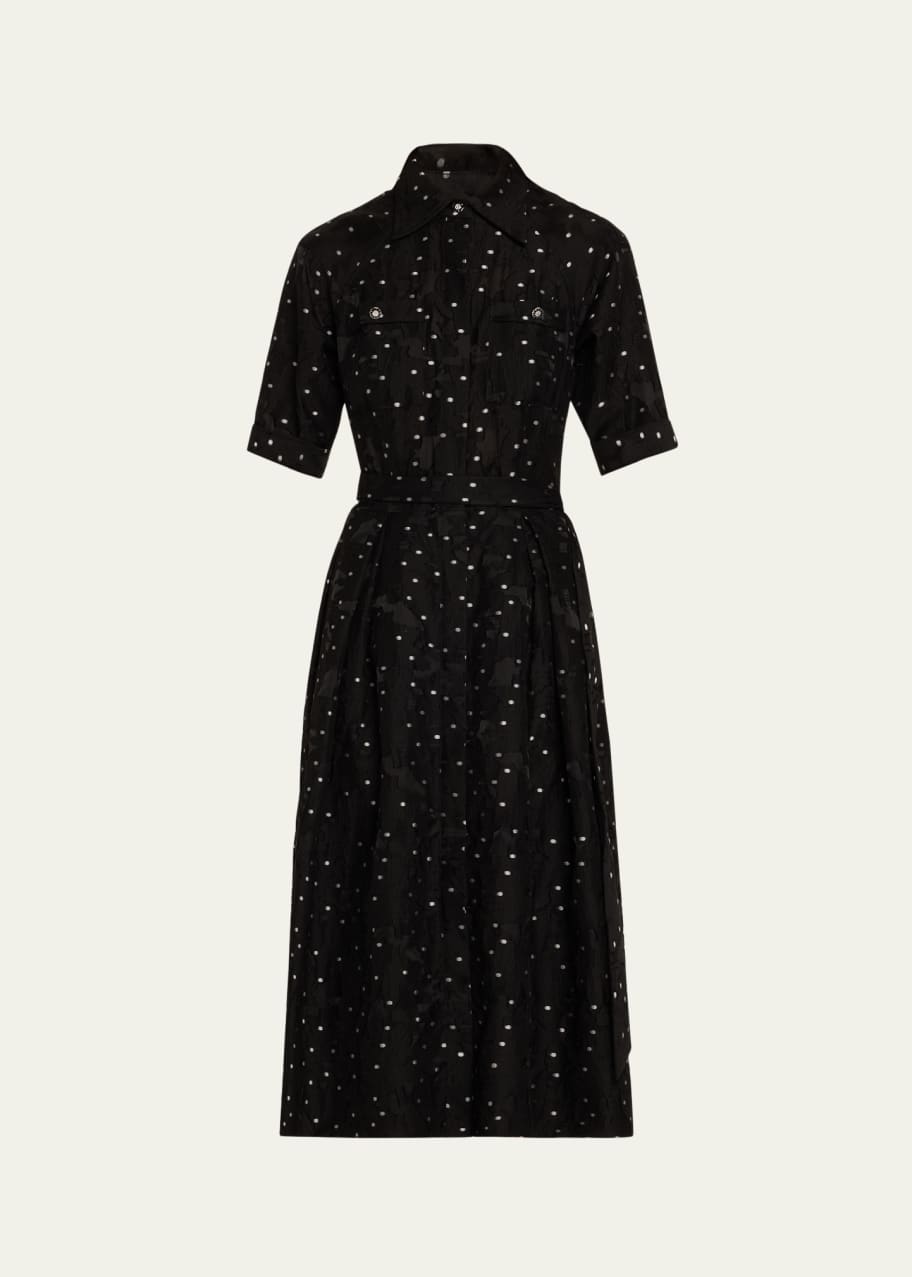 Image 1 of 1: Burnout Polka Dot Midi Shirtdress