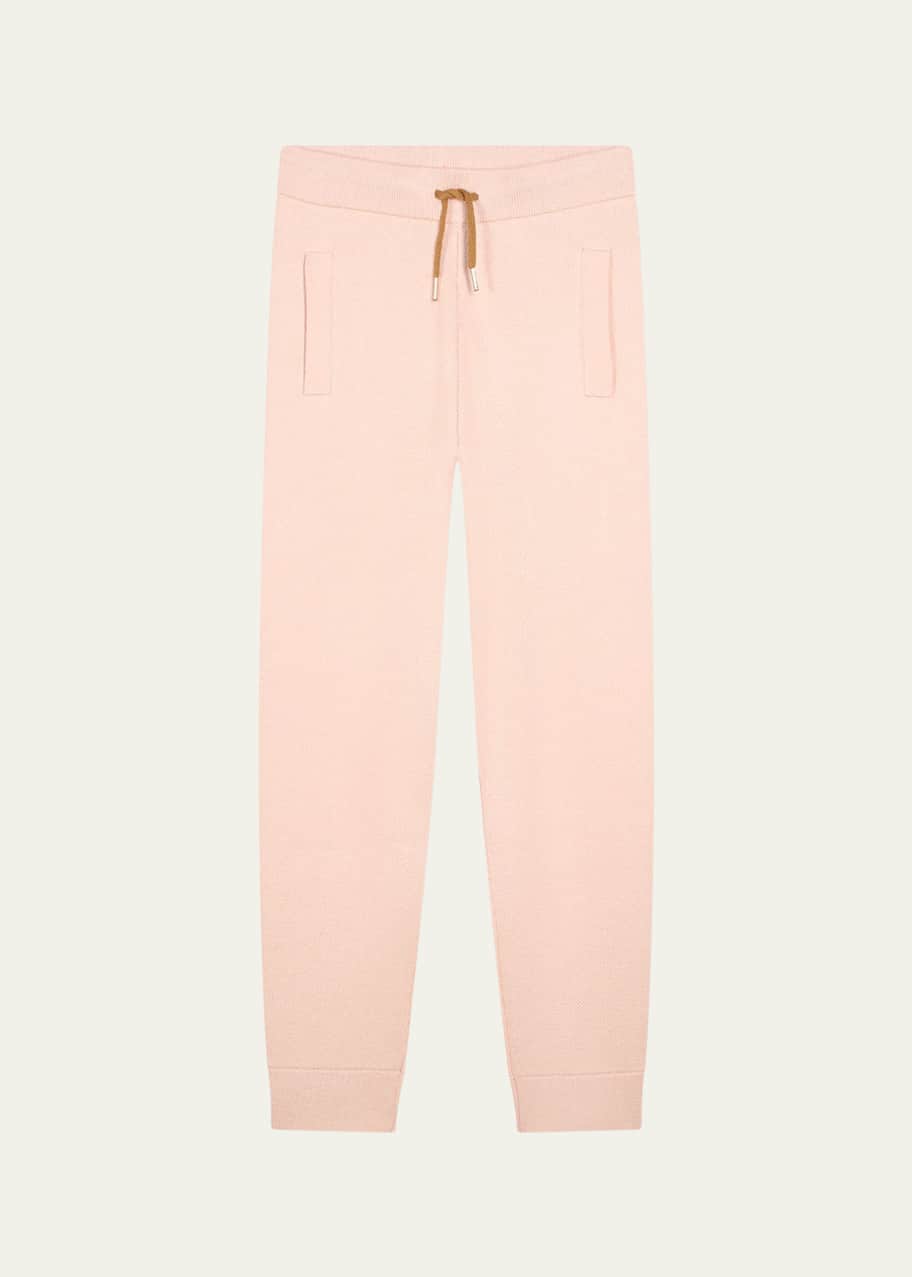 Image 1 of 1: Girl's Striped Trim Knit Trousers, Size 4-5