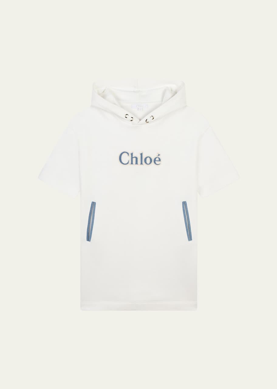 Image 1 of 1: Girl's Denim Logo-Print Fleece Dress, Size 4-5