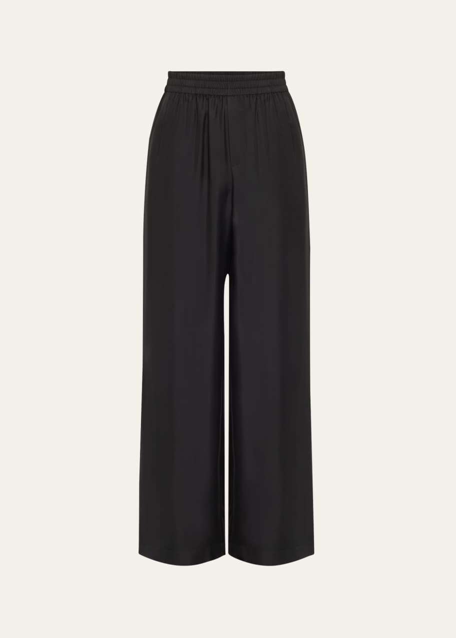 Image 1 of 1: Silk Twill Wide-Leg Trousers