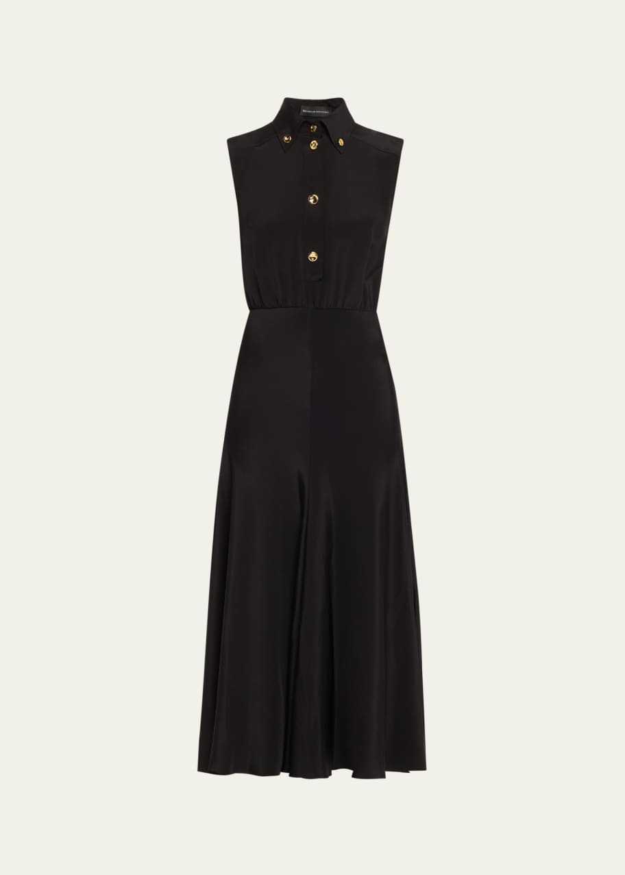 Image 1 of 1: Sleeveless Button Down Shirtdress