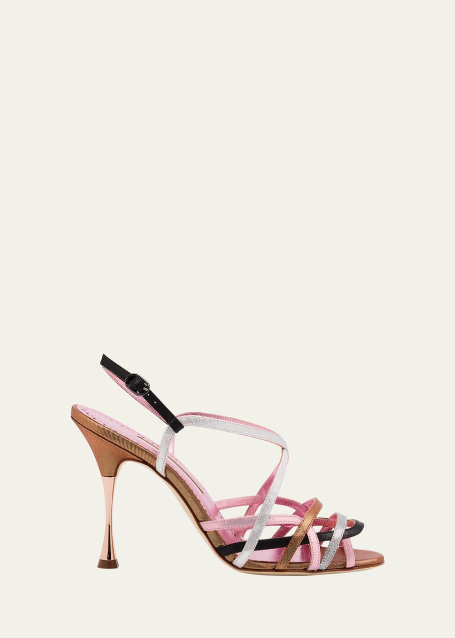 Image 1 of 1: Rayaah Multicolor Strappy Slingback Sandals