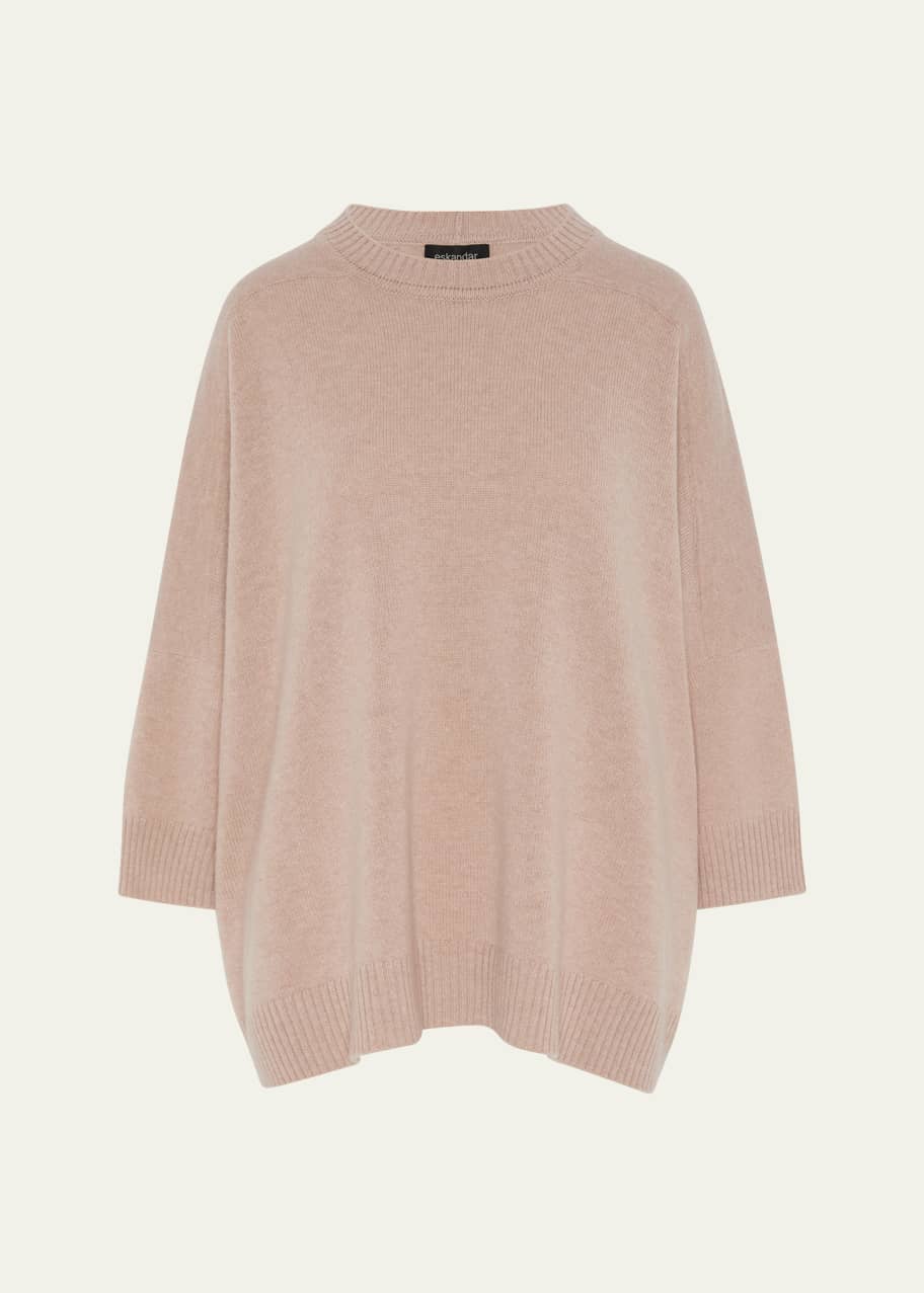 Image 1 of 1: Sloped Shoulder Round Neck Sweater (Long Length)