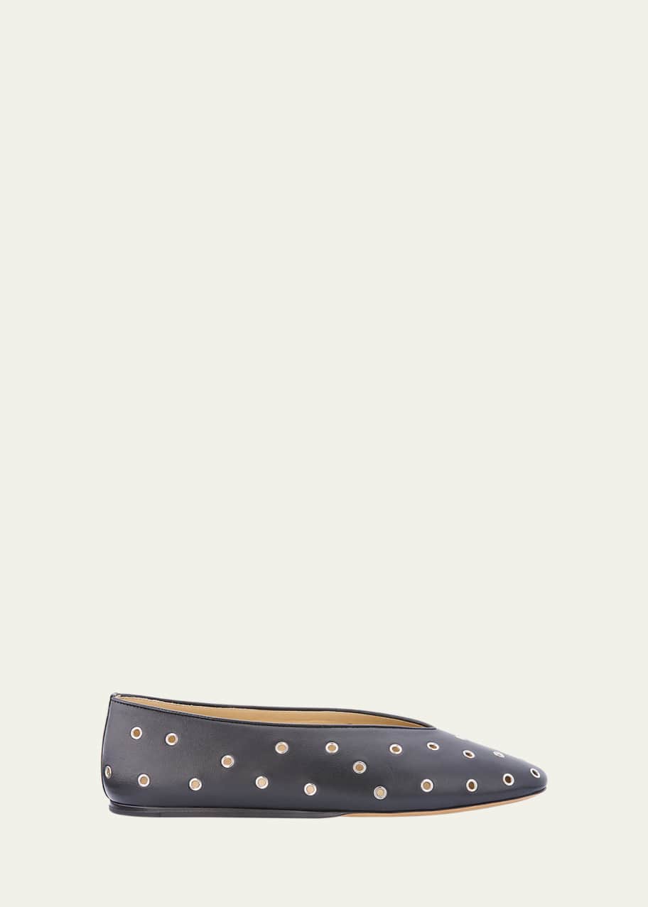 Image 1 of 1: Regency Grommet Studded Leather Ballerina Slippers