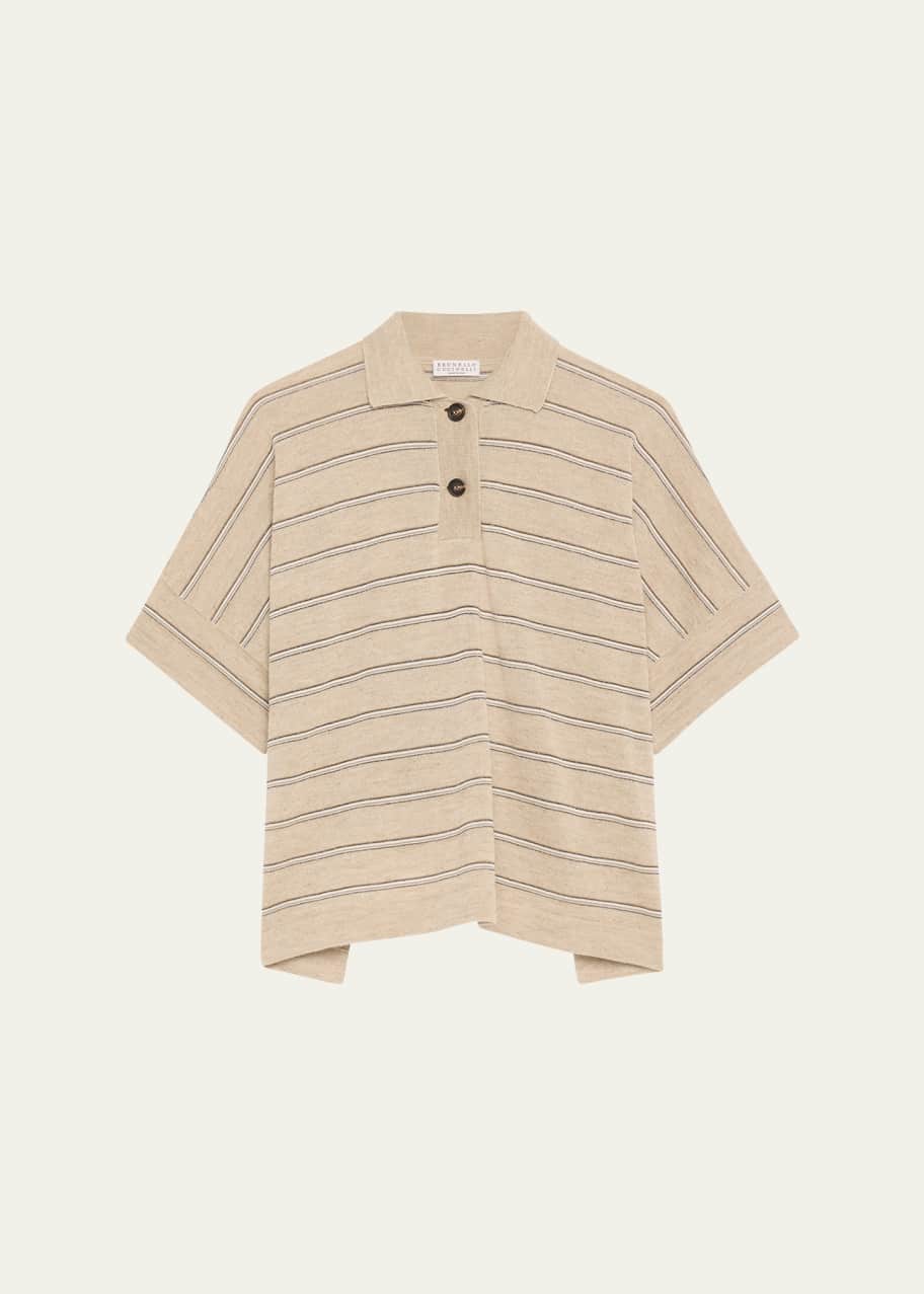Brunello Cucinelli ストライプポロシャツ Brunello Cucinelli ストライプ ポロシャツ | ホワイト