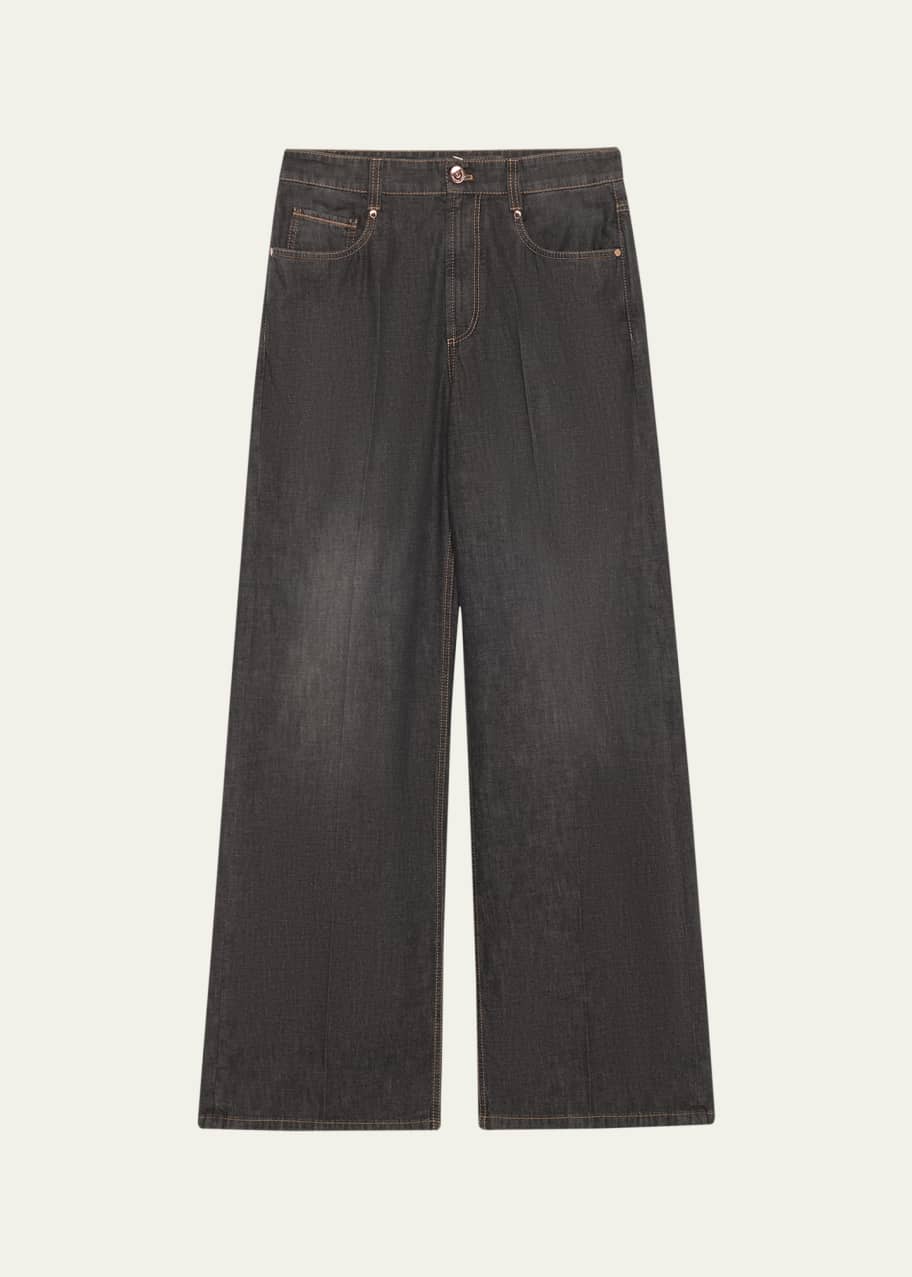 Brunello Cucinelli High-Rise Monili Wide-Leg Jeans