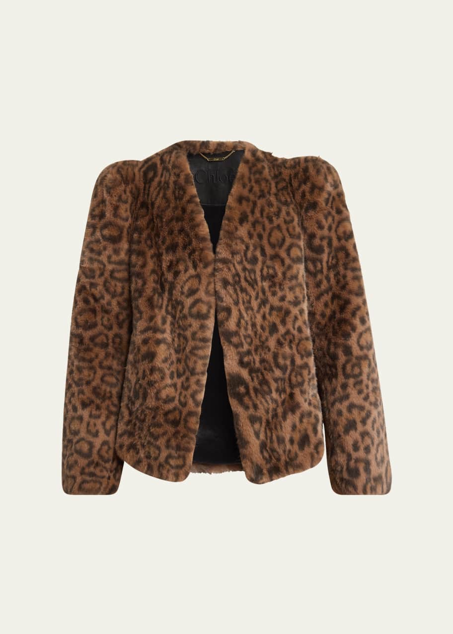 Chloe Leopard-Print Faux-Fur Puff-Sleeve Coat - Bergdorf Goodman