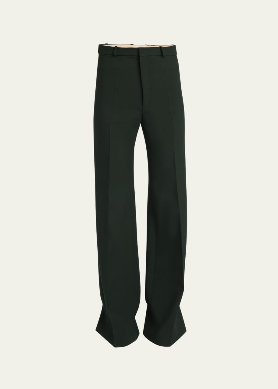 Image 1 of 1: Wool Crepe Wide-Leg Trousers