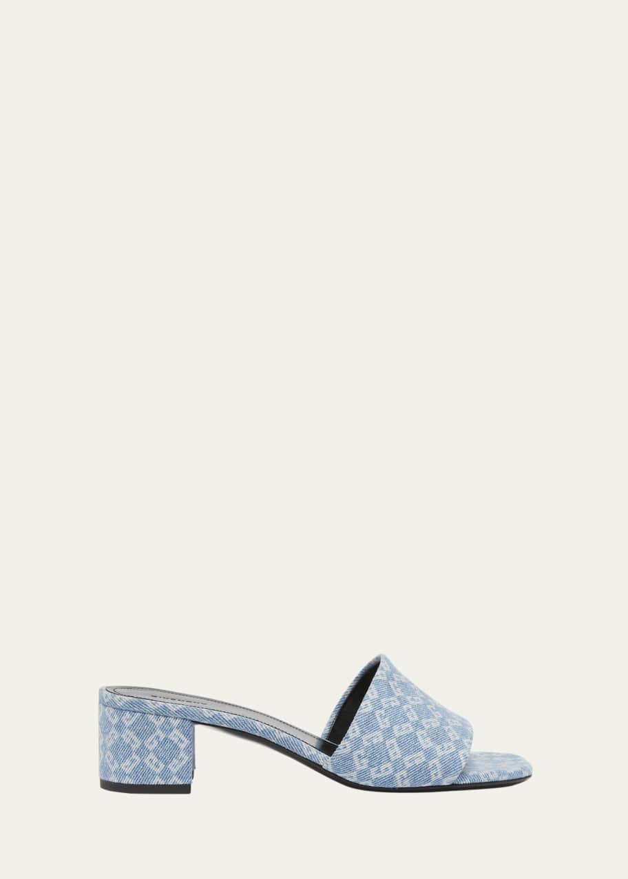 Image 1 of 1: 4G Denim Block-Heel Mule Sandals