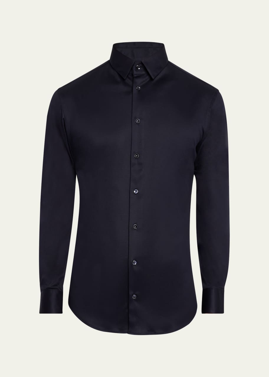 Image 1 of 1: Men's Solid Cotton Dress Shirt