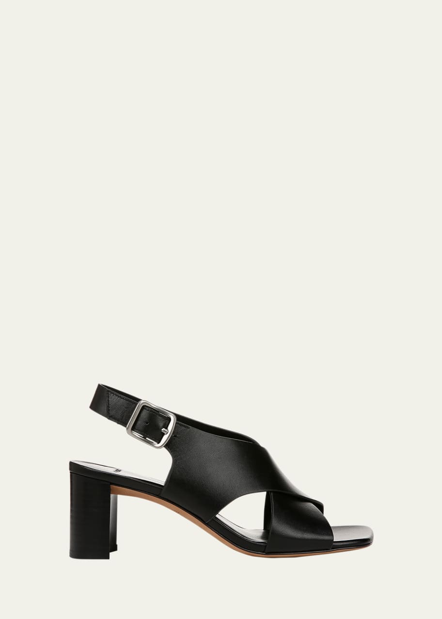 Image 1 of 1: Omega Leather Crisscross Slingback Sandals