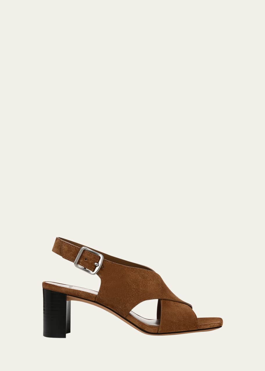 Image 1 of 1: Omega Suede Crisscross Slingback Sandals