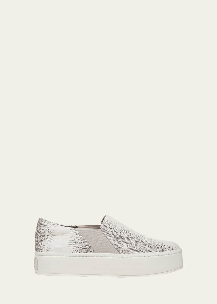 Image 1 of 1: Warren Snake-Embossed Leather Platform Sneakers