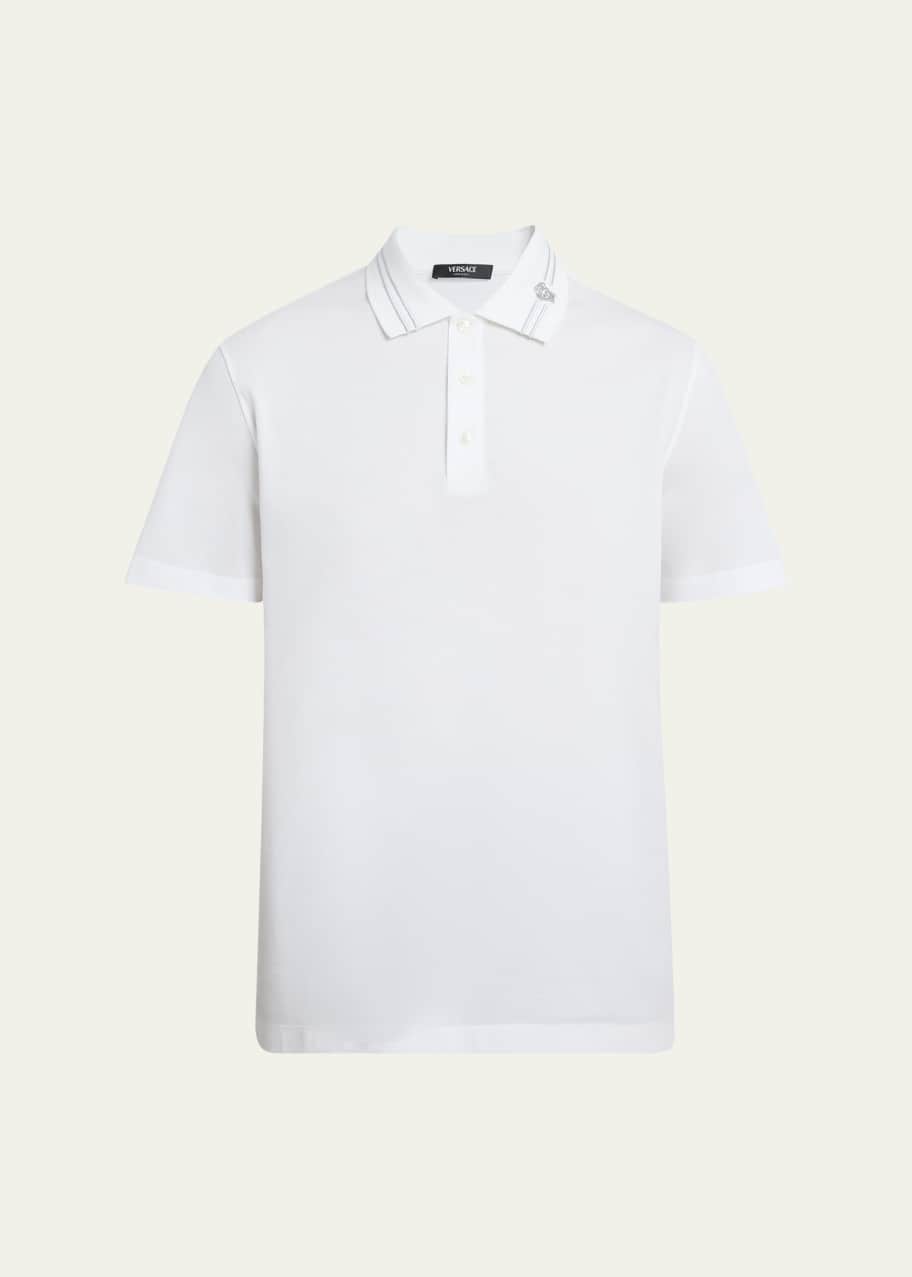 Image 1 of 1: Men's Medusa-Collar Pique Polo Shirt
