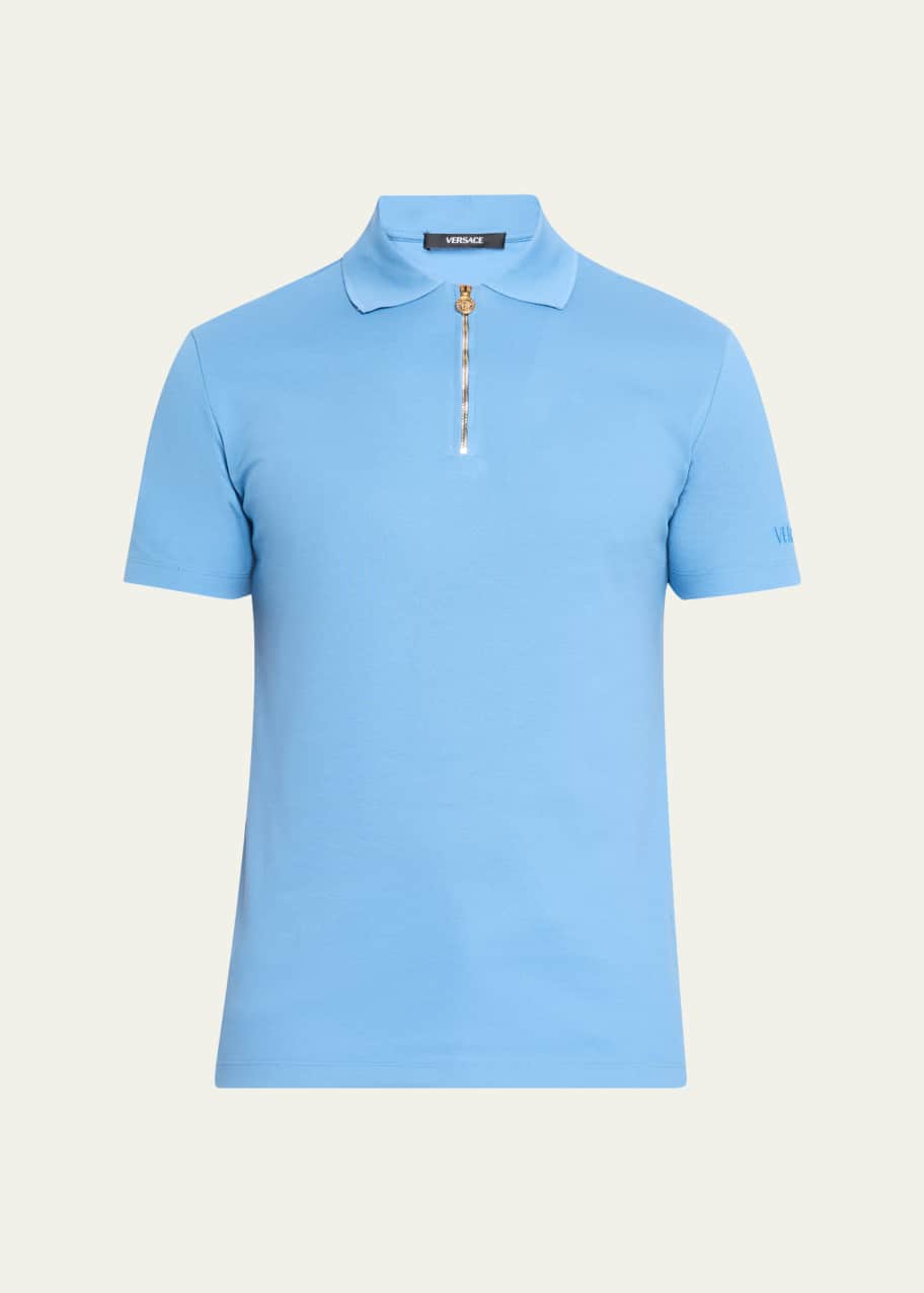Image 1 of 1: Men's Medusa Zip Pique Polo Shirt