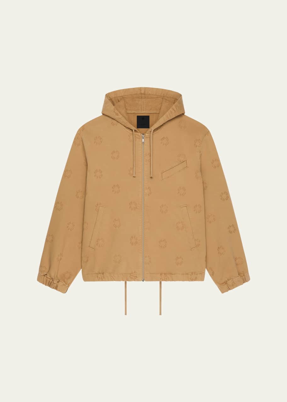Image 1 of 1: Men's Hooded Monogram Denim Jacket