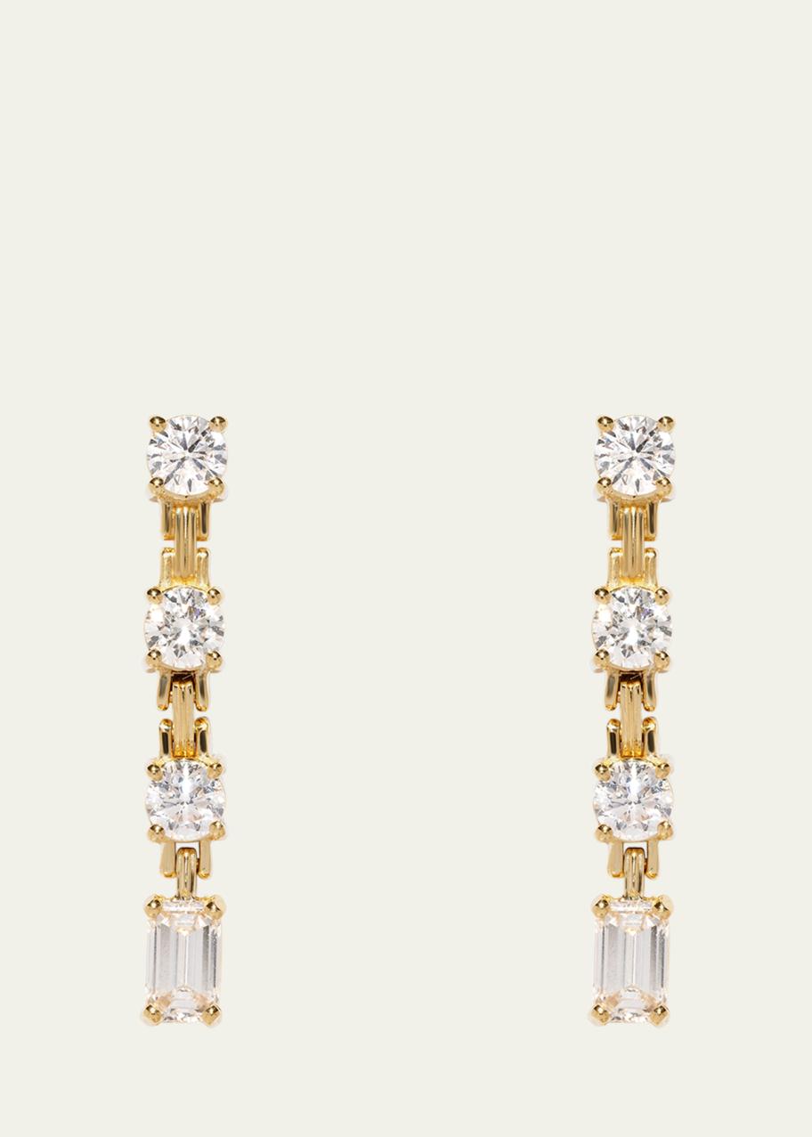 AZLEE 18K Yellow Gold Pirouette Large Strand Diamond Earrings ...