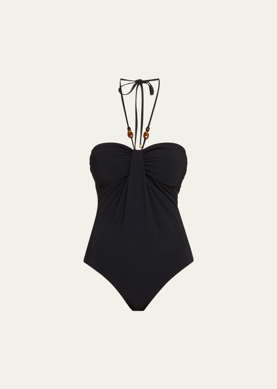 【送料&関税込】Zimmermann One-piece Swimsuit Zimmermann Wylie Drape Halter One-Piece Swimsuit - Bergdorf