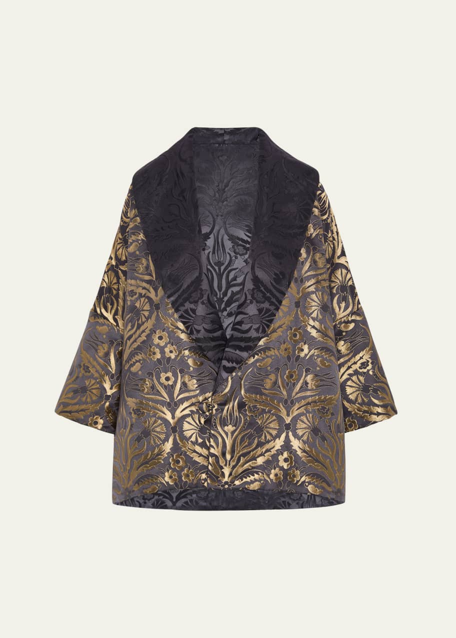 Image 1 of 1: Sloped Shoulder Shawl Collar Jacket (Long Length)