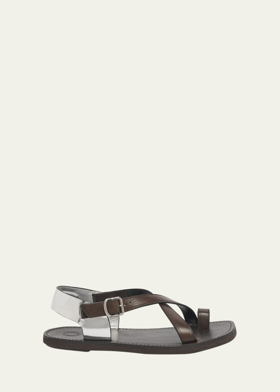 Image 1 of 1: Men's Strappy Leather Side-Buckle Sandals