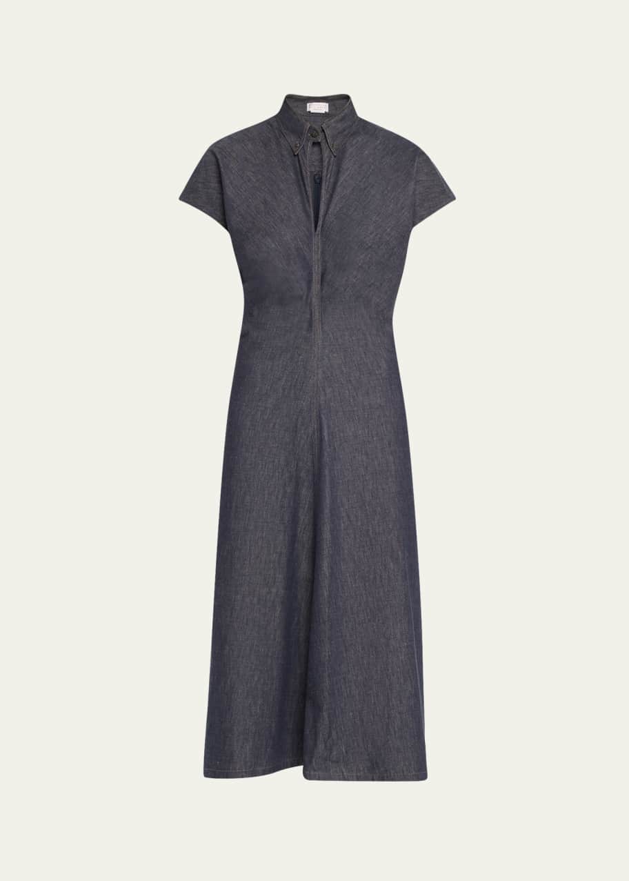 【関税込み】BRUNELLO CUCINELLI Denim dress Brunello Cucinelli - Dark Navy Cotton Denim Midi Dress