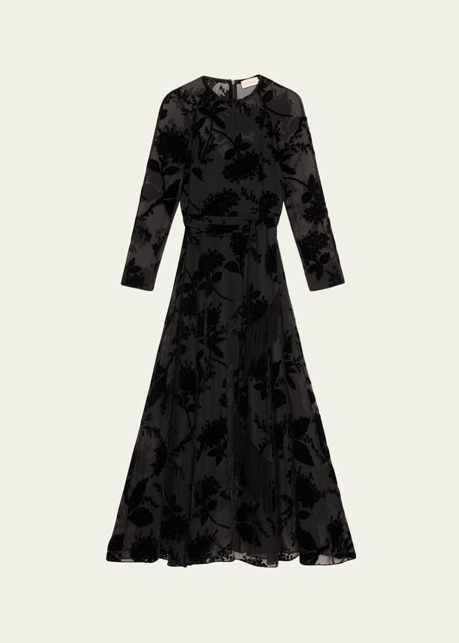 Image 1 of 1: Velvet Lace Burnout Maxi Dress