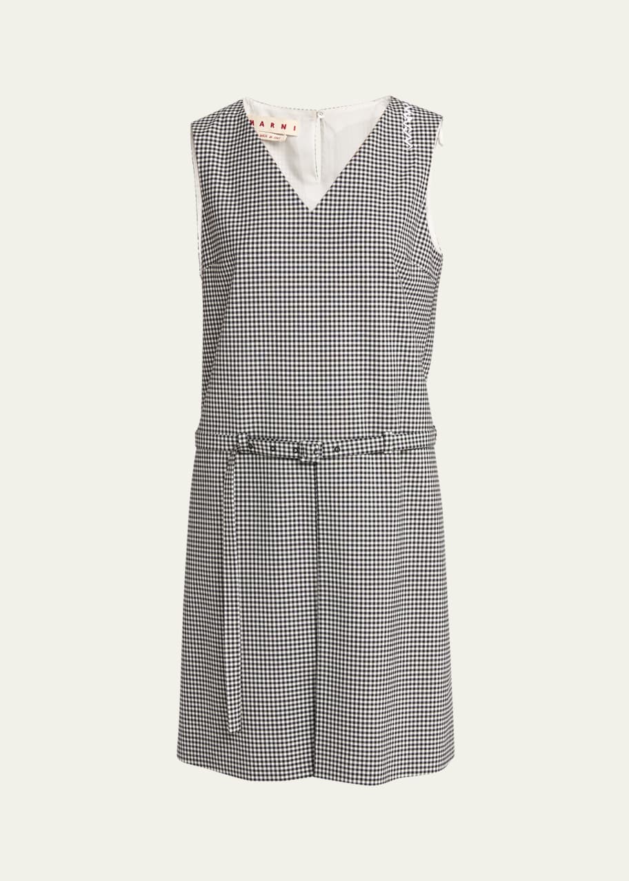 Image 1 of 1: Checker Belted Mini Dress